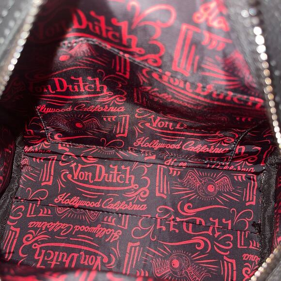 Von Dutch Crossbody Bowling Bag Flying Eye Black Red Two Tone Y2K New With Tags - Picture 7 of 8